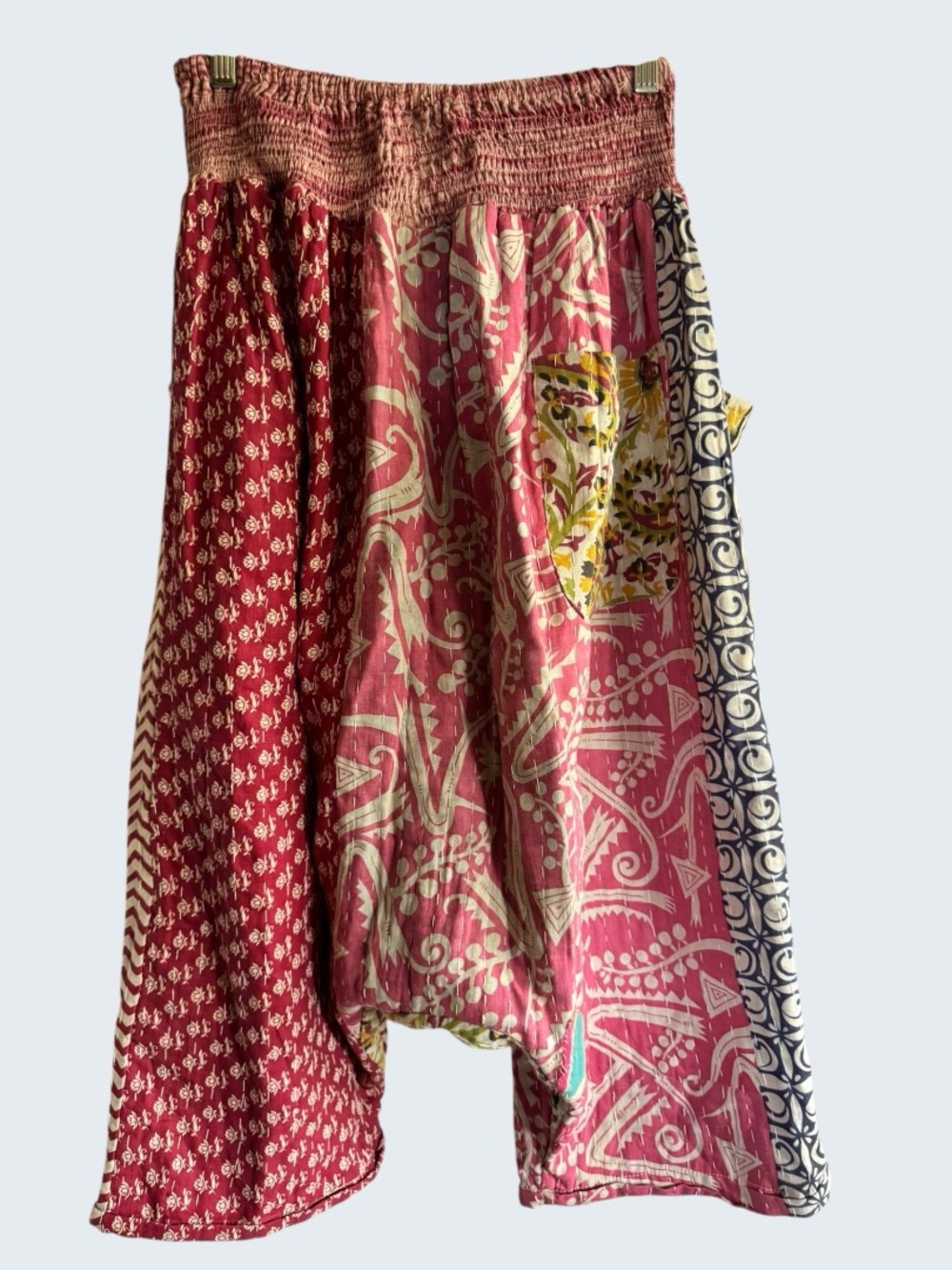 Kantha Bae Bohemian Kantha  Harem Pants in Red, Pink, Cream & Navy - Picture 2 of 2